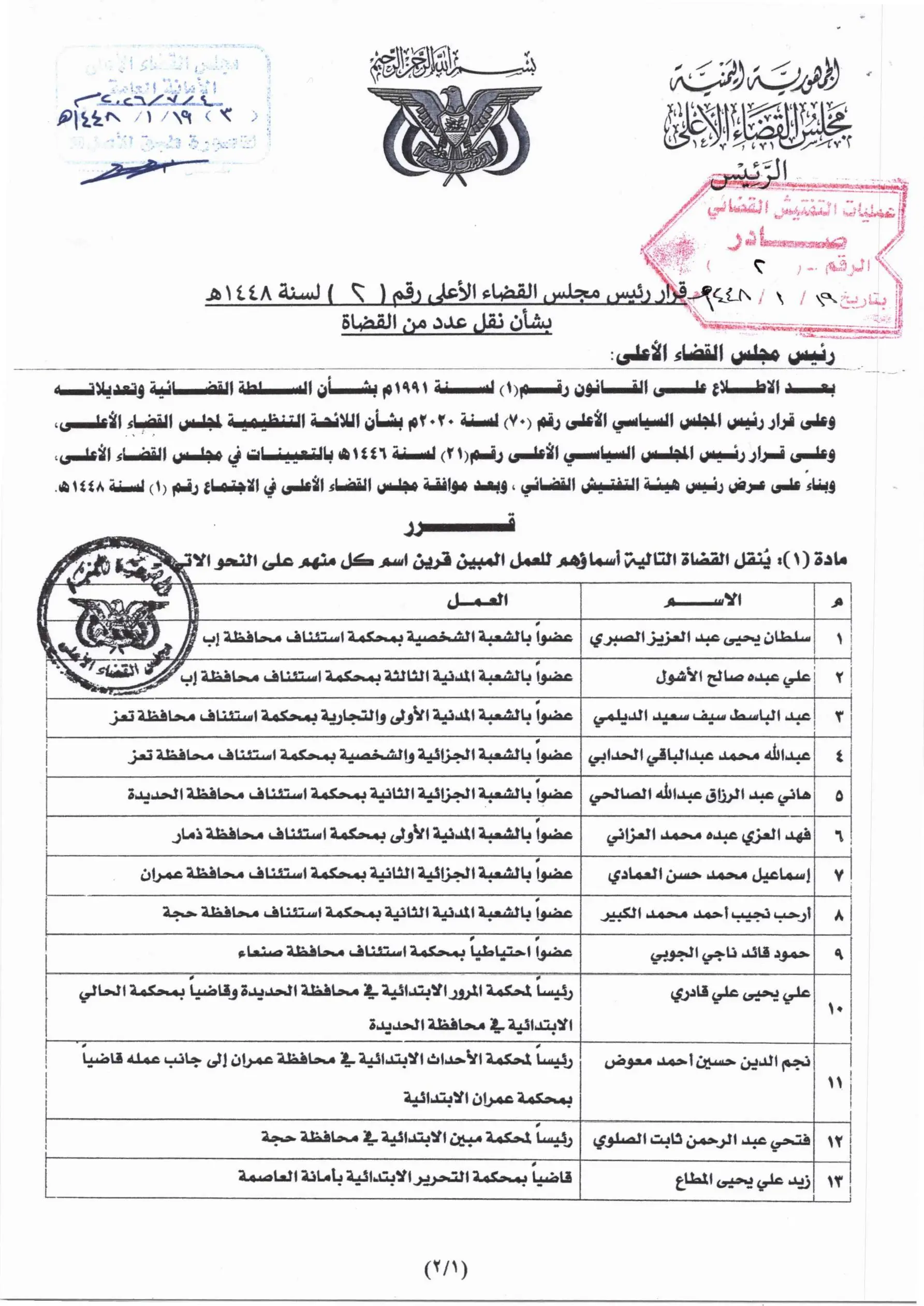 صورة أخبار رئيس مجلس القضاء الأعلى يصدر قرارًا بنقل (18) قاضيًا إلى عدد من المحاكم في المحافظات